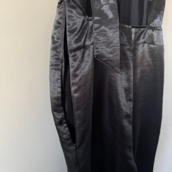 SILENCE & NOISE BLACK SATIN URBAN OUTFITTERS MARGO OVERALLS SIZE SMALL - Picture 5 of 16